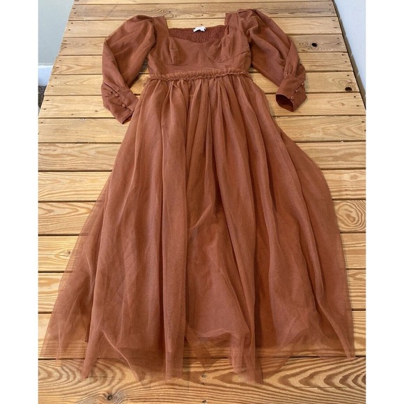 Ivy City Co Dresses & Skirts - Ivy City Square Neck Tulle Skirt Dress Size Small Women’s Rust